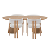 Eetkamerset - 4 x Eloise beige met eikenlook + Lewis-eettafel ø120 in eiken met uitschuifbaar blad