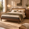 Jamie-bed van gerookt eikenhout, 140 x 200 cm, inclusief bedlatten en matrassen