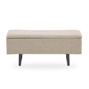 Malika bank met opbergruimte in beige bouclé 95x35x42 cm