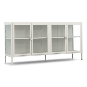 Herman Vitrinekast - Beige metaal/glas - 170x40x85cm