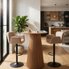 Barset met Lewis-bartafel in eikenhout en 2 Melody-barkrukken in beige