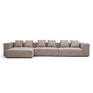 Hailey - Linker chaiselong modulebank in zand met 3 modules L: 415 x D: 148 x H: 65 cm
