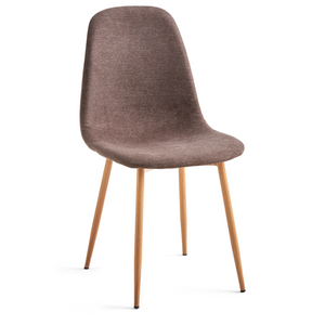 Anna eetkamerstoel - bruin textiel met eikenlook