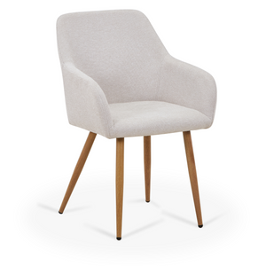 Jenna eetkamerstoel - beige textiel met eikenlook