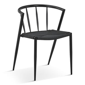 Bella - Eetkamerstoel met zwart gevlochten zitting, Zwart