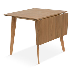 Ezra - Uitschuifbare eettafel van eiken met verlengbladen in gelakte eikenfineer - 80/120 x 80 cm