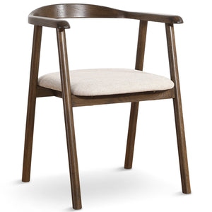 Jocelyn eetkamerstoel in gerookt eiken met beige stoffen zitting