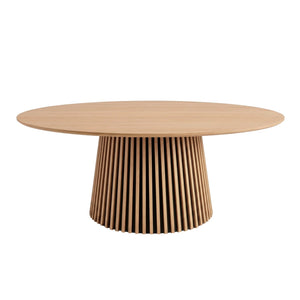 Lewis - Ronde eettafel met latten in eikenfineer zonder verlengstuk Ø180 cm