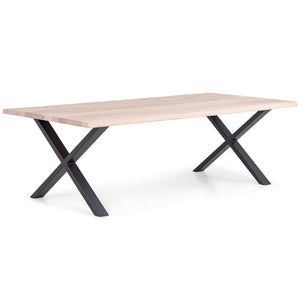 Susan Plankentafel - 240x95 cm - in witgeolied eiken met kruispoten - (Voorbereid voor aanzetbladen)