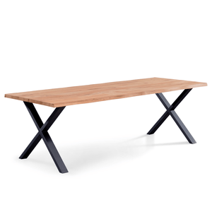 Susan Plankentafel - 240x95 cm - natuurlijk geolied eiken met kruispoten (Voorbereid voor aanzetbladen)