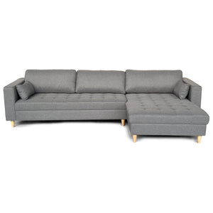 Brandy - Rechts- en linksomkeerbare chaise longue bank in grijs - L: 290 x D: 96 x H: 80 cm
