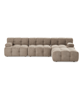 Lilie - modulaire bank in zandkleur met 3 modules en een rechts- of linkszijdige chaise longue - L: 285 x D: 190 x H: 64 cm