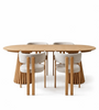 Eetkamerset - 4 x Eloise beige met eikenlook + Lewis-eettafel ø120 in eiken met uitschuifbaar blad