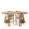 Eetkamerset - 4 x Eloise beige met eikenlook + Lewis-eettafel ø120 in eiken met uitschuifbaar blad