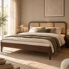 Jamie-bed van gerookt eikenhout, 180 x 200 cm, inclusief bedlatten en matrassen
