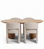 Eetkamerset – Lewis-eettafel met uitschuifbare lamellen in eikenfineer + 4 x Daniella-eetkamerstoelen in beige