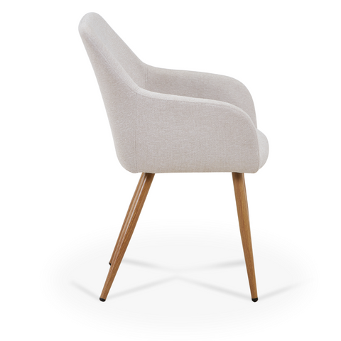 Jenna eetkamerstoel - beige textiel met eikenlook