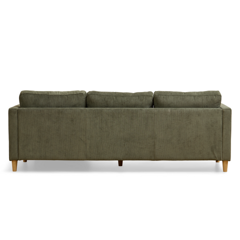 Ellis - Omkeerbare chaise longue bank met links- en rechtszijdige opstelling in groen fluweel - L: 215 x D: 82 x H: 78 cm