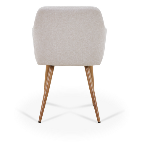 Jenna eetkamerstoel - beige textiel met eikenlook