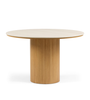 Enzo ronde eettafel met beige stenen blad en eikenhouten lattenbodem Ø120 cm