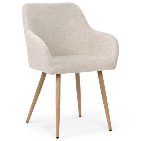 Jenna eetkamerstoel - beige textiel met eikenlook
