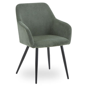 Jenna eetkamerstoel - groene fluweel met zwarte poten