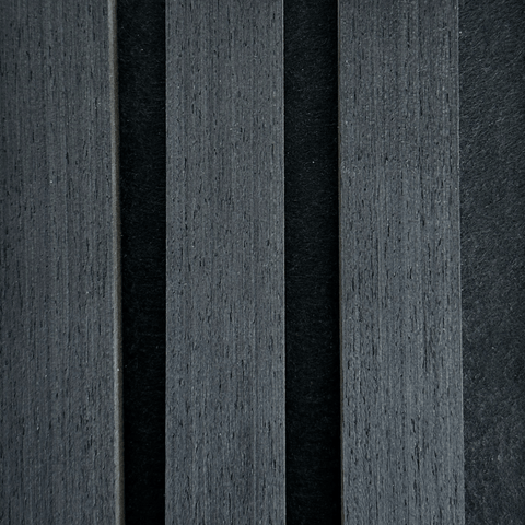Monster van een premium akoestisch paneel in zwart eikenfineer, 150 x 120 mm