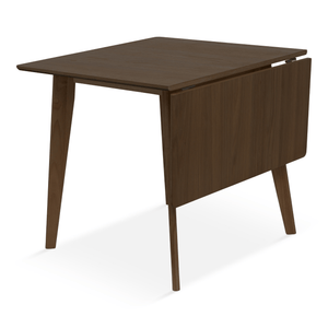 Ezra - Eiken gerookt uitklapbare eettafel met verlengbladen in gelakt eikenfineer - 80/120 x 80 cm