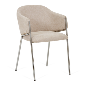 Carolina eetkamerstoel in beige bouclé met chrome poten