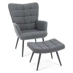 Alfred fauteuil met voetenbank - Grijs