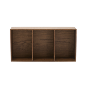 Rumi Wandplank met drie vakken 33x20x66 cm gerookt eikenhout incl. muurbeugels