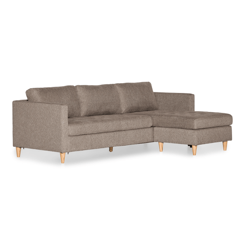 Lulu - Rechter en linker chaise longue bank in zand - L: 215 x D: 82 x H: 78 cm
