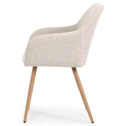 Jenna eetkamerstoel - beige textiel met eikenlook