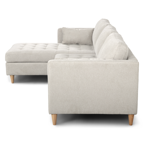 Lulu - Rechtsom en linksom omkeerbare chaise longue bank - Licht beige - L: 215 x D: 82 x H: 78 cm
