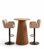 Barset met Lewis-bartafel in eikenhout en 2 Melody-barkrukken in beige