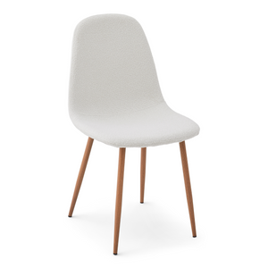 Anna Eetkamerstoel - wit boucle met poten in eiken look