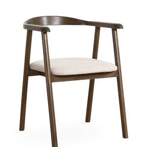 Jocelyn eetkamerstoel in gerookt eiken met beige stoffen zitting