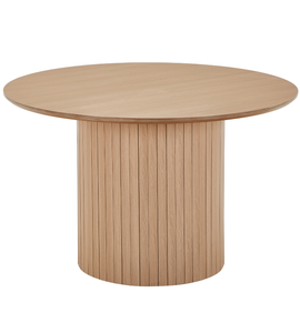 Riccardo eettafel in melamine met eikenlook  met lattenpoot Ø120 cm