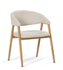 Eetkamerstoel Ebba - Beige textiel met poten in eiken look