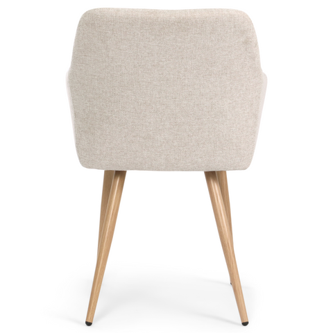 Jenna eetkamerstoel - beige textiel met eikenlook