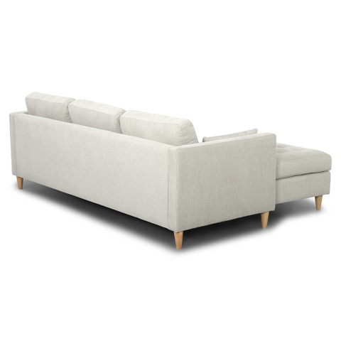 Lulu - Rechtsom en linksom omkeerbare chaise longue bank - Licht beige - L: 215 x D: 82 x H: 78 cm