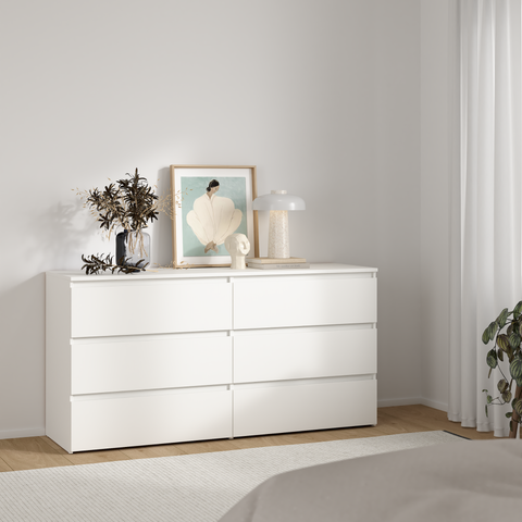 Maise commode 70x138x41 cm met 6 laden in wit