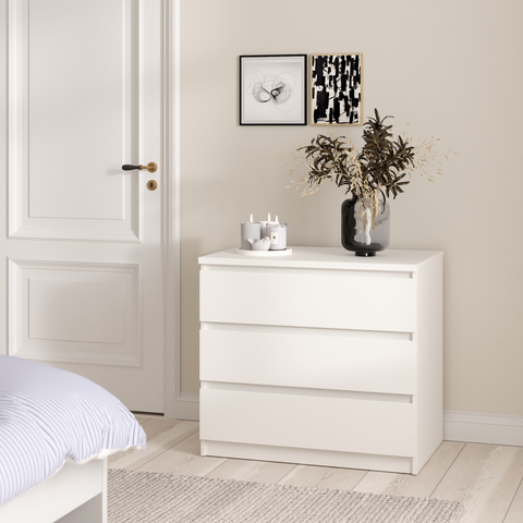 Naia ladekast 3 lades wit H: 70 x B: 77 x D: 50 cm