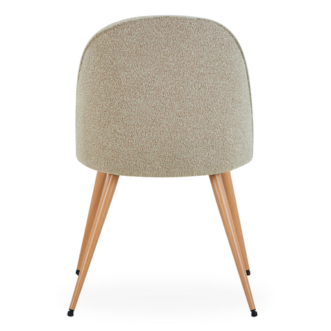 Annika eetkamerstoel – Beige bouclé stof met poten in eikenhoutlook