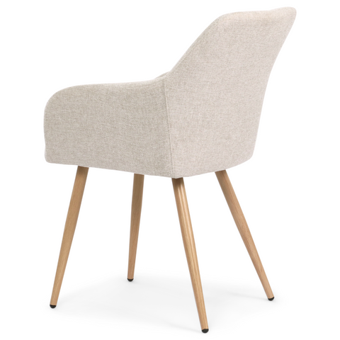 Jenna eetkamerstoel - beige textiel met eikenlook