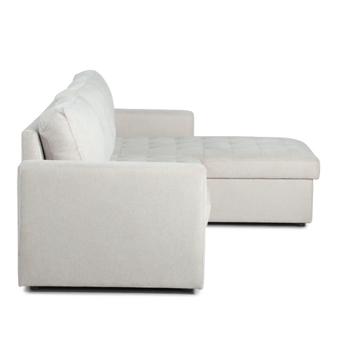Sinus beige omkeerbare slaapbank met chaise longue en opbergruimte