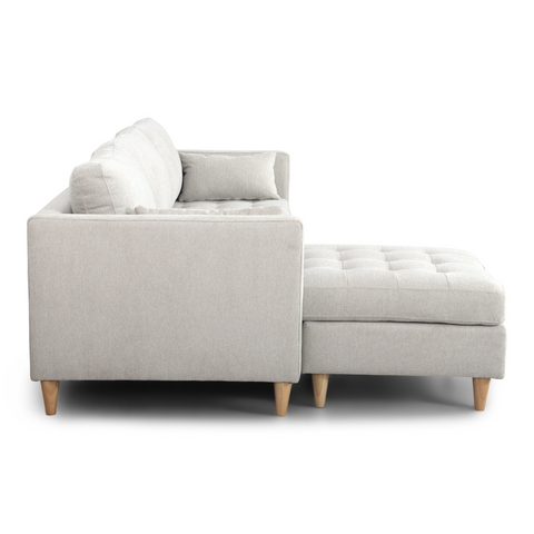 Lulu - Rechtsom en linksom omkeerbare chaise longue bank - Licht beige - L: 215 x D: 82 x H: 78 cm