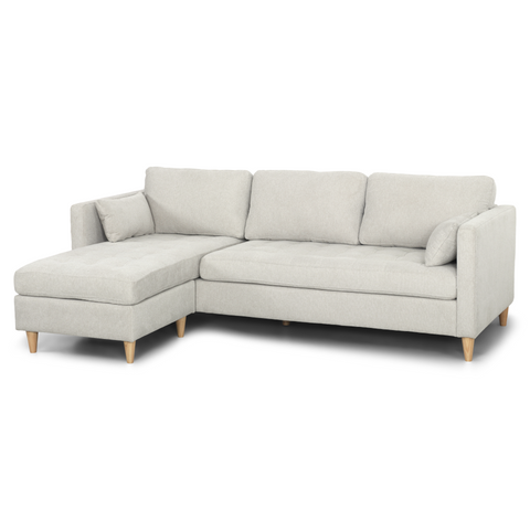Lulu - Rechtsom en linksom omkeerbare chaise longue bank - Licht beige - L: 215 x D: 82 x H: 78 cm