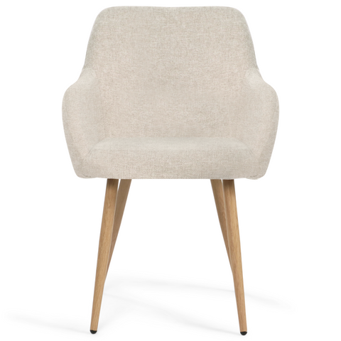 Jenna eetkamerstoel - beige textiel met eikenlook