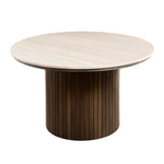 Enzo salontafel met steenblad en gerookte eiken lamellenpoot Ø78 cm